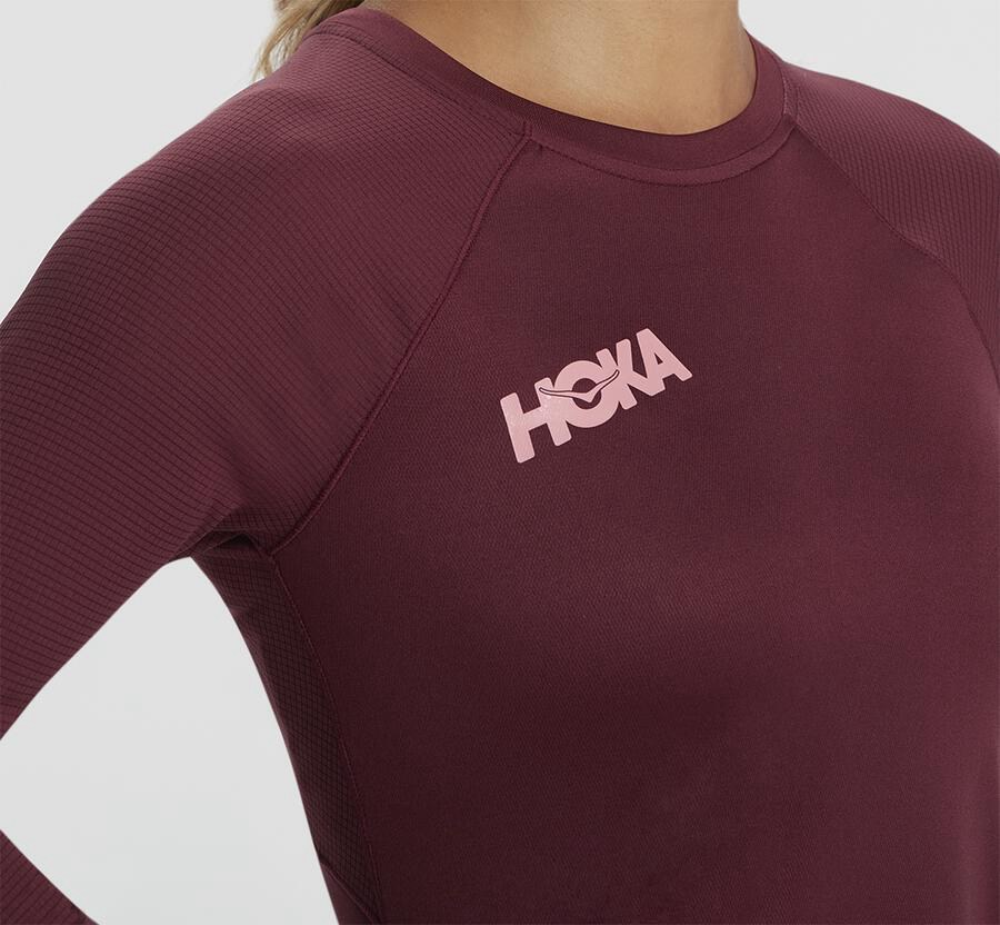 Hoka One One Top Dame - Performance 3/4 Sleeve - Brune - 634297EGU